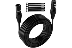 Kxable XLR Microphone Cable 75 Feet, 3 Pin Shielded Balanced Male to Female Mic Cord, Zinc Alloy Shells, OFC, Heavy-Duty Patch Cable for Amplifier, Speaker, Mixer with 5 Cable Ties