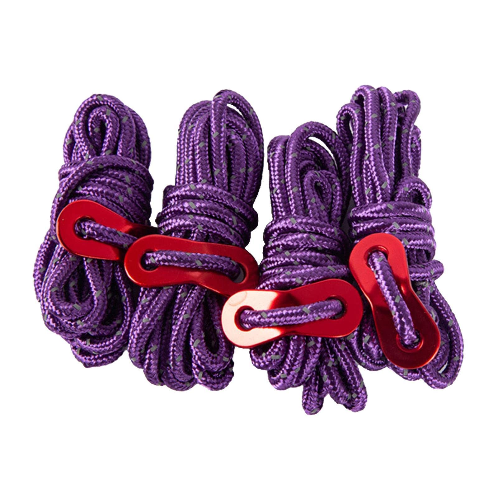 zalati 4 Pieces 4mm Guyline Tent Rope Camping Fluorescent Reflective Cord with Aluminum Tensioner, 6.65 Feet