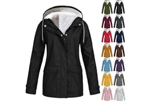PIUWRLZ Women’s Fleece Lined Windproof Jacket Plus Size Winter Warm Snow Ski Hooded Raincoats Outdoor Rain Jackets