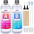 Epoxy Resin Kit Two Part 32 oz Crystal Clear Non-Yellowing Self-Leveling High Gloss UV & Heat Resistant Art/Craft/River Tables Beginner Friendly