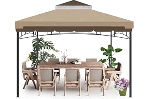 HAKUWI 10x10 ft Canopy Replacement Top,Outdoor Gazebo Replacement Top Cover with Air Vent, Polyester UV30 Waterproof and High Performance, Double Tier Canopy Roof Cover for Outdoor BBQ & Patio Garden