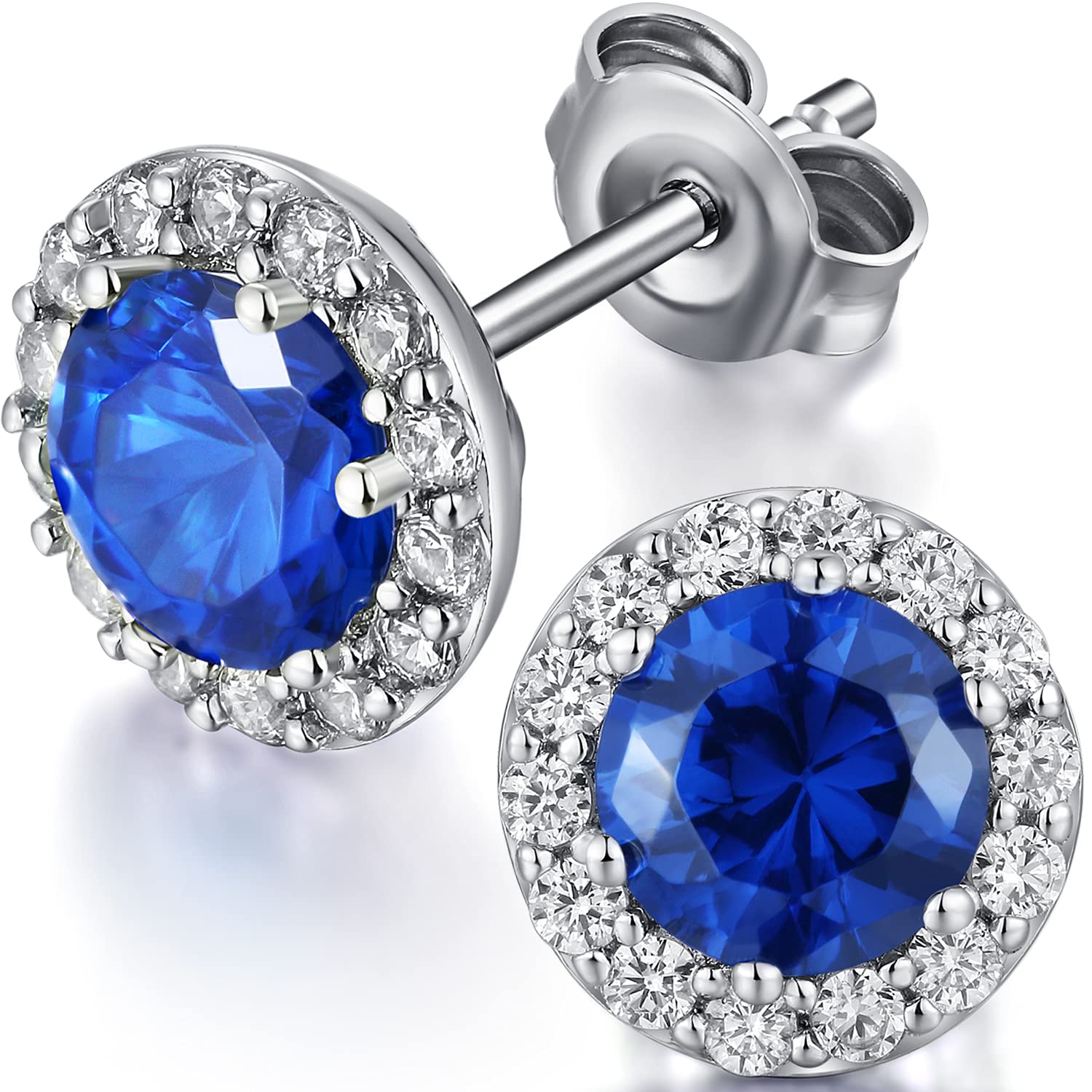 Cubic Zirconia Earrings Men Earrings Studs Diamond Stud Earrings Men Stud Earrings Men Diamond Earrings Silver Diamond Studs Halo CZ Earrings for Women Men Silver Earrings CZ Studs Fake Diamond