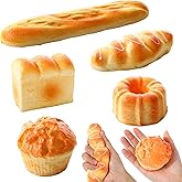 Foilswirl 5 Pcs Bread Stress Toy Soft Toast Bread Shape Toy Slow Rising Toy Anxiety Relief Food Toy for Kids Adult Tricky Funny Birthday Gifts Simulation Fake Food Stress Toy Balls(Style 2)