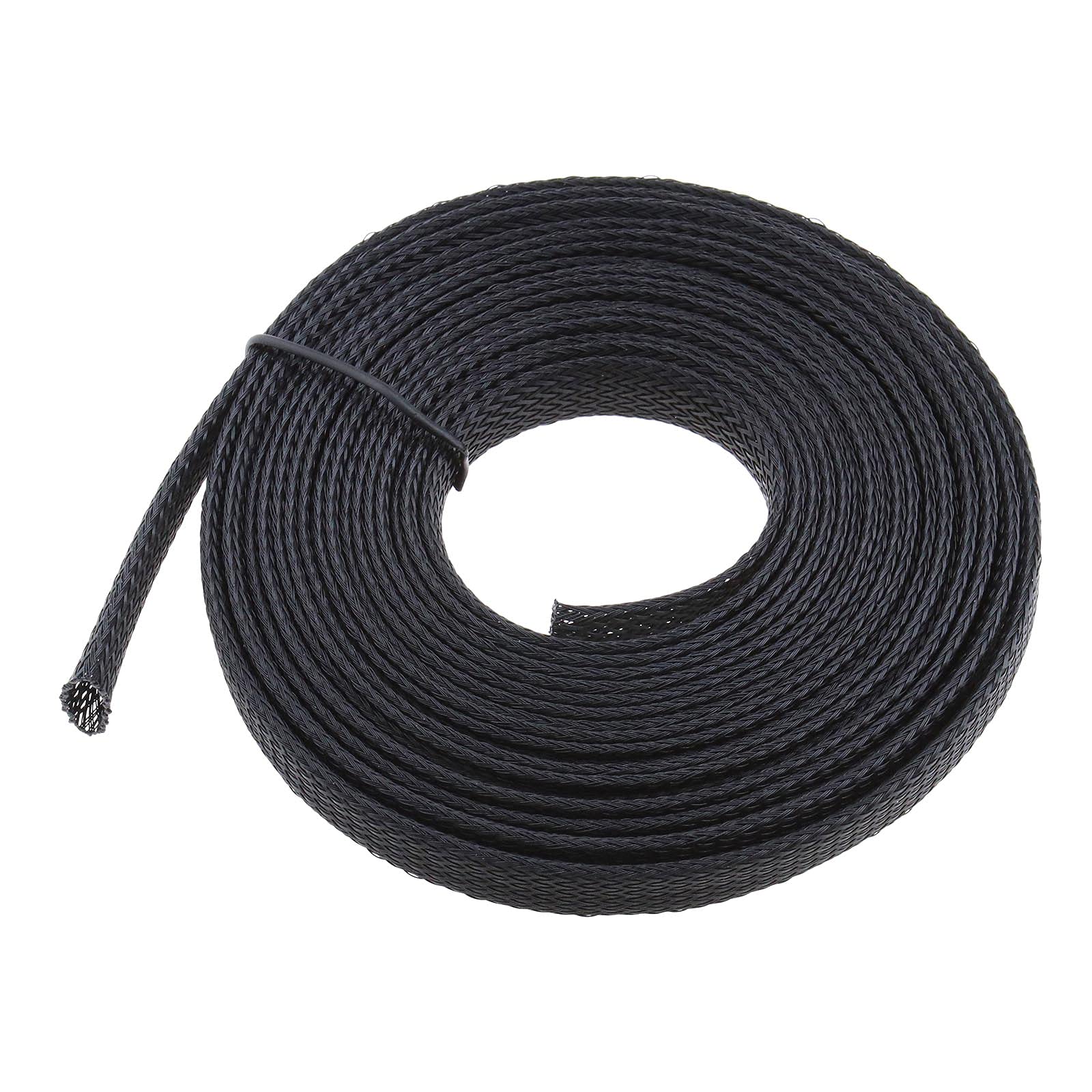 Be In Your Mind 6m Cable Management Sleeve 16-31mm PET Braid Cable Tidy Tube Abrasion Resistance for Computer Network Home and Theater Black