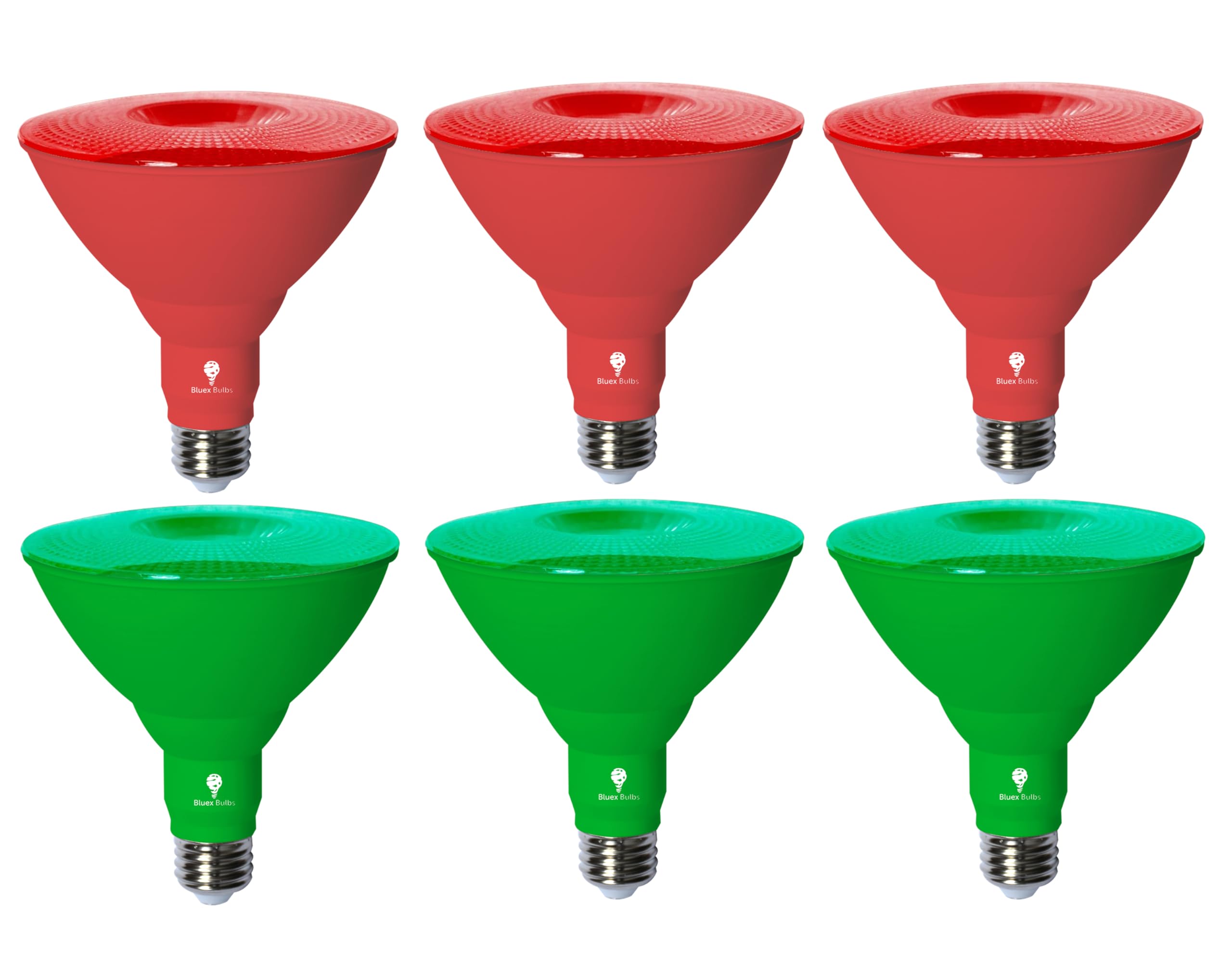 6 Pack BlueX LED Par38 Flood Green Red Light Bulb - 18W (120Watt Equivalent) - Dimmable - Green Red E26 LED Lights, Party Decoration, Porch, Home Christmess Lighting Image