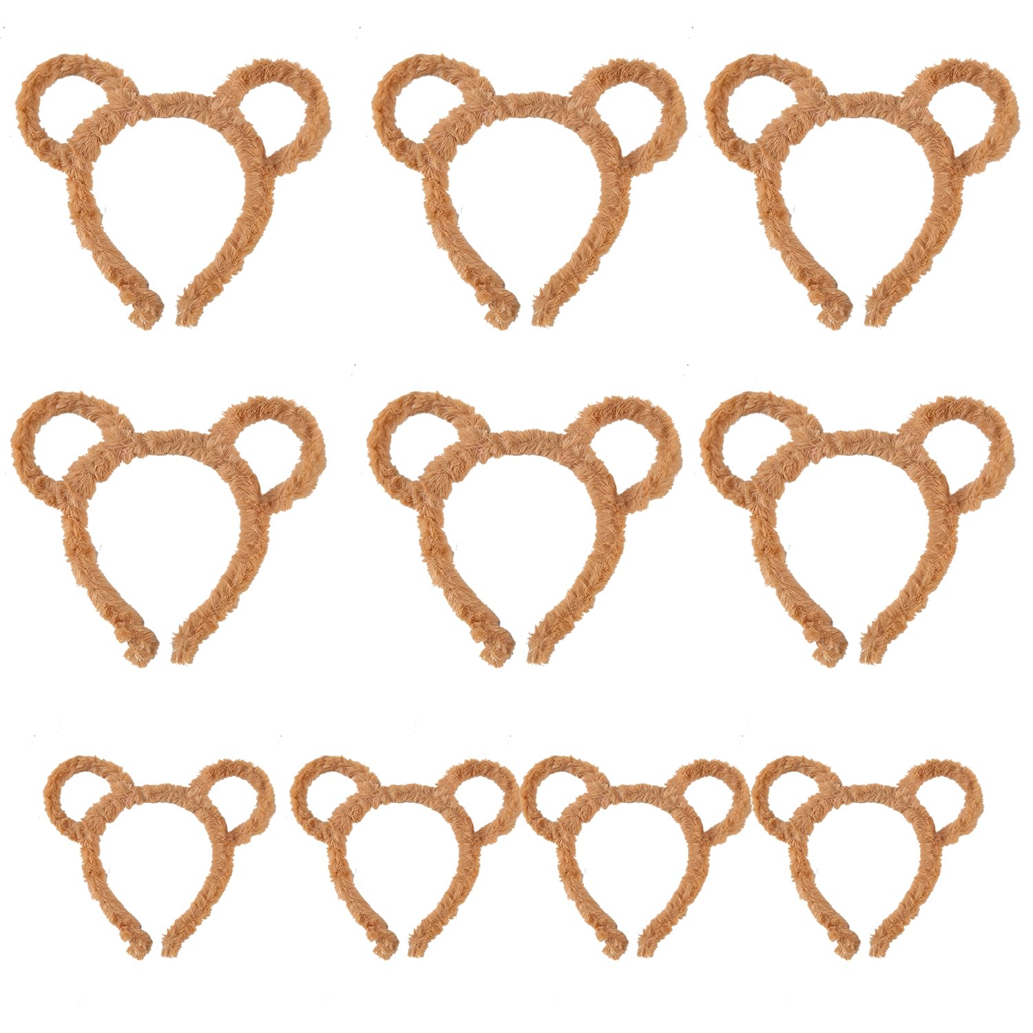Nereds 10pcs Halloween Chipmunk Hairband Animal Ears Hairband Plush Bear Ears Headband for Party Dress Cosplay Party Animal Costumes