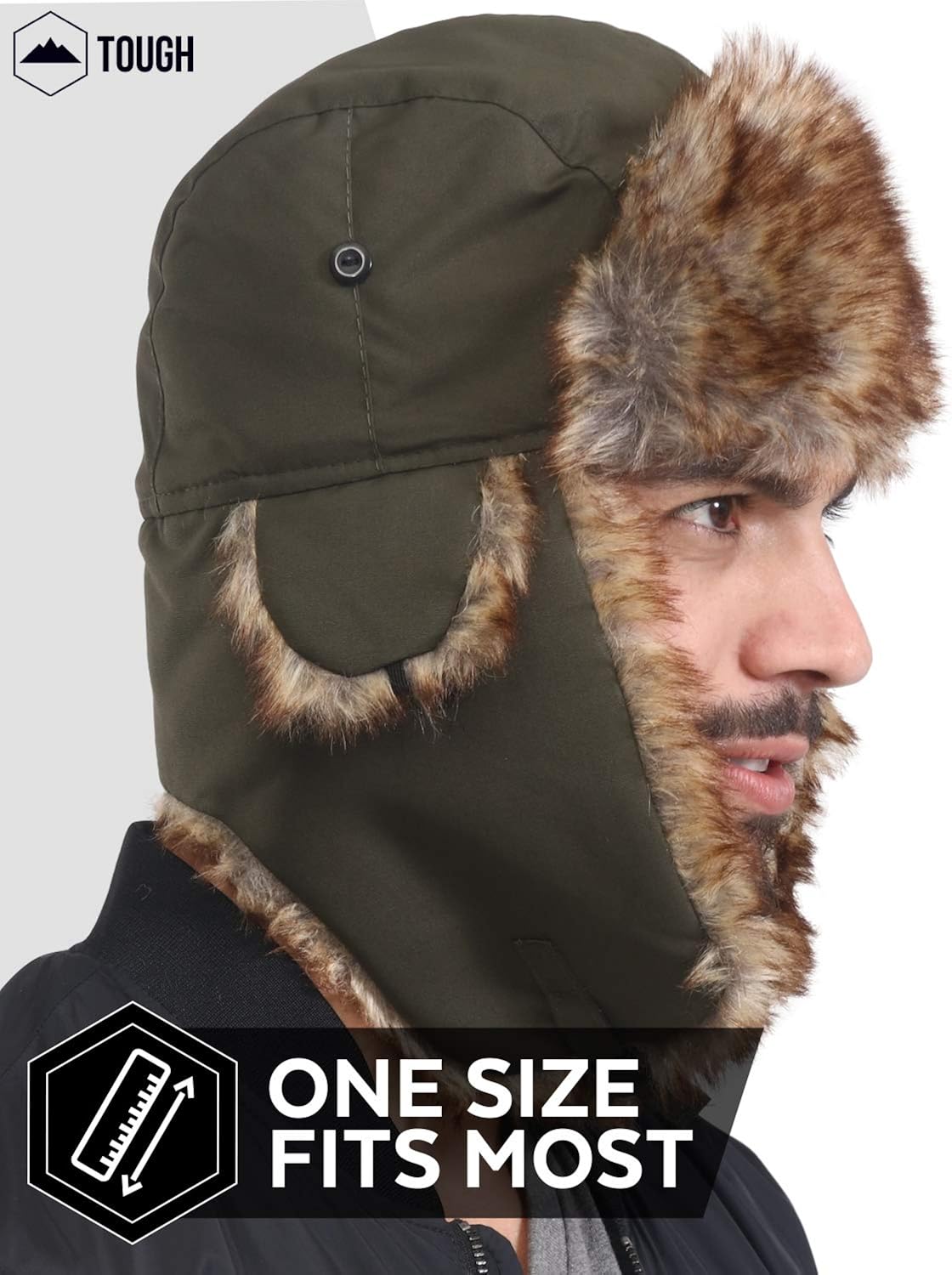 Trapper Hat - Winter Trooper Aviator Earflap Eskimo Hat - Fits Men & Women Army Green : Clothing