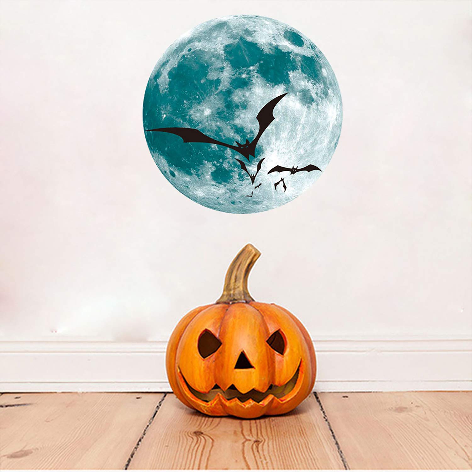 Wall Stickers Glow in The Dark. Decorative Vinyl Moon and Bats. Fluorescent Animal Stickers. Blades Bright Room Decor, boy, Girl, Child and Baby.