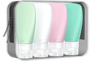 INSFIT Portable Travel Bottles, TSA Approved Leak Proof Containers for Toiletries, BPA Free Refillable Accessories for Shampoo, Body Wash, Liquids (4 Pack)