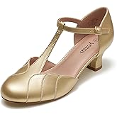 YESSA Character Shoes 2" Dance Shoes for Women T-Strap 1920s Flapper Shoes for Ballroom Latin Salsa Folklorico Flamenco Tango Swing Wedding