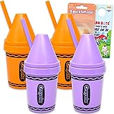 Crayola 13 Oz Water Bottle Set - Bundle with 4 Refillable Cups with Straws for School Supplies, Sports, Party Supplies, More | Crayola Tumbler Cups for Toddlers Birthday