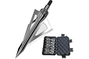 e5e10 12pcs Archery Broadheads 3 Fixed Steel Blade 100/125 Grain Hunting Arrowheads Fit for Compound Bow and Crossbow with One Black Plastic Portable Broadheads Case