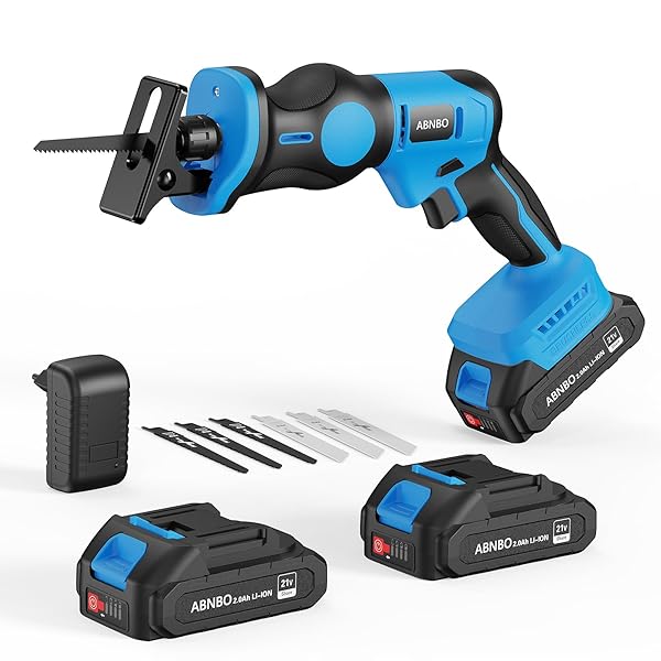 20V CORDLESS RECIPROCATING SAW, BRUSHLESS ELECTRIC RECIPROCATING SAW WITH 2 BATTERIES AND 6 BLADES,TOOL-FREE BLADE CHANGE, PORTABLE POWER RECIPROCATING SAW FOR CUTTING WOOD, METAL, PVC
