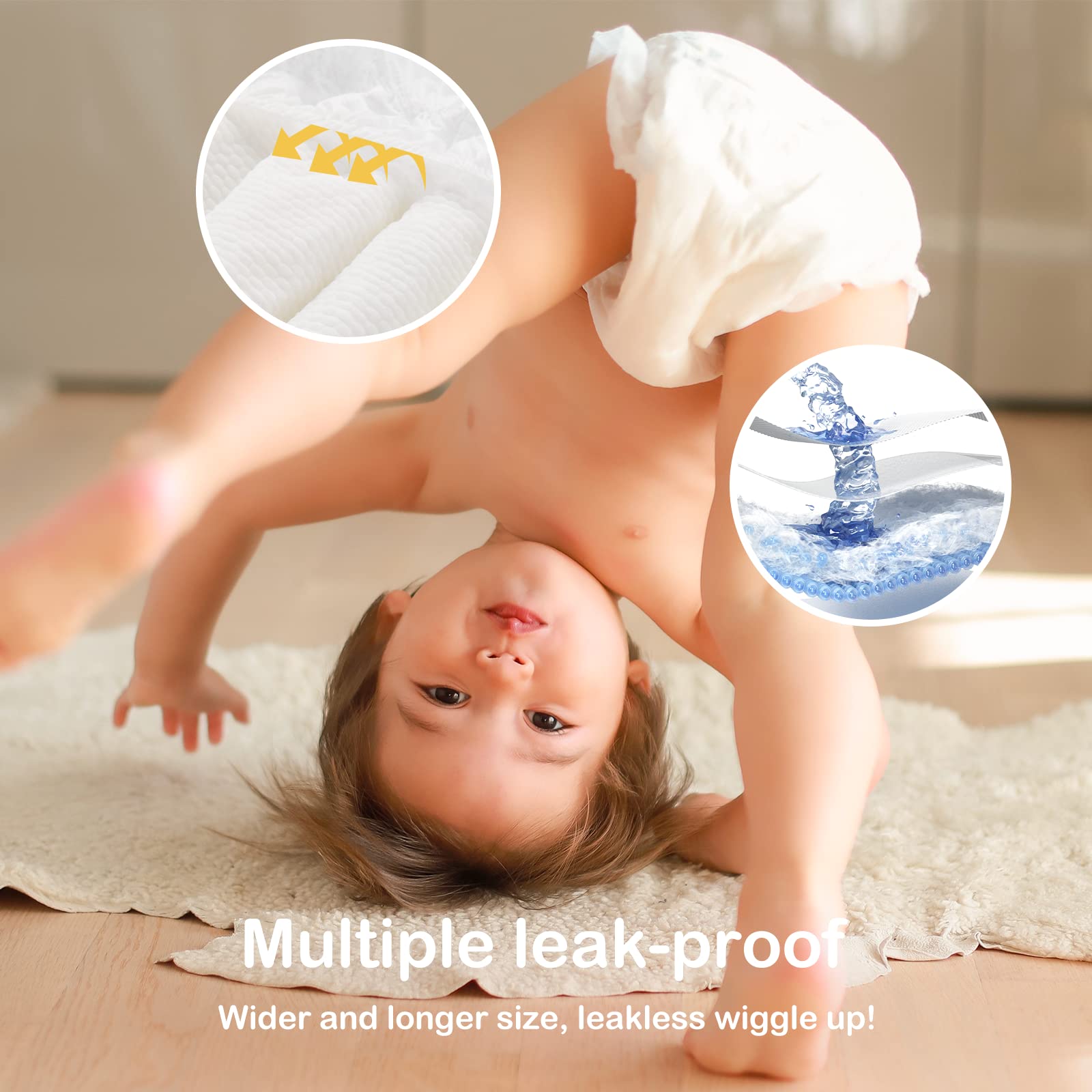 Baby Diapers Portable Pack Size 4(22~37lb), 56 Count Babycozy Bouncy Soft Diapers Disposable Hypoallergenic Diapers to Protect Sensitive Baby Skin