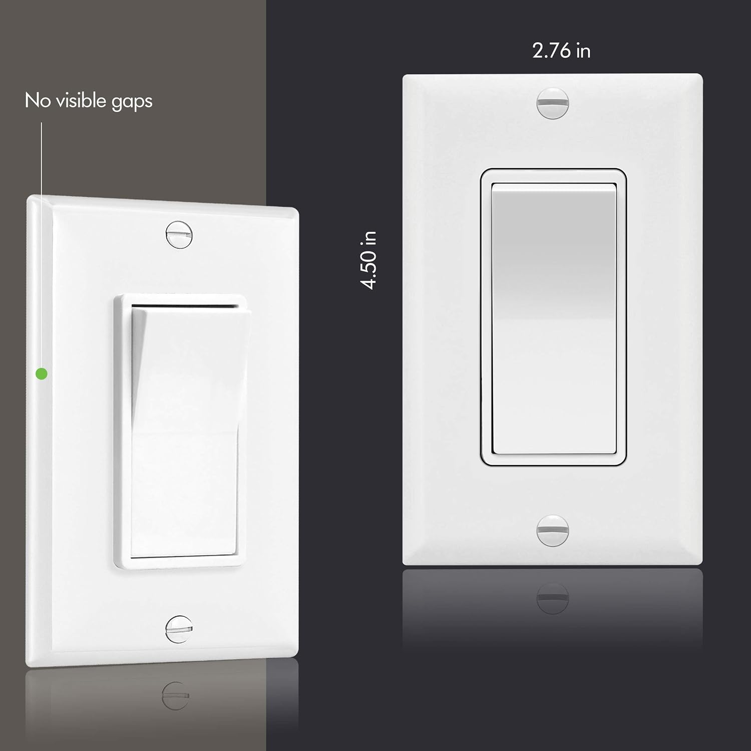 ENERLITES Decorator On/Off Paddle Switch with Wall Plates, Single Pole, 3 Wire, Grounding Screw, Residential Grade, 15A 120V/277V, UL Listed, 91150-WWP-10PCS, White (10 Pack) - - 