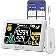 BALDR WiFi Weather Station with App, Smart Wireless Weather Station Indoor Outdoor Thermometer with Humidity Monitor, Online Real-time Forecast, Home Weather Station Temperature Sensor Included, White