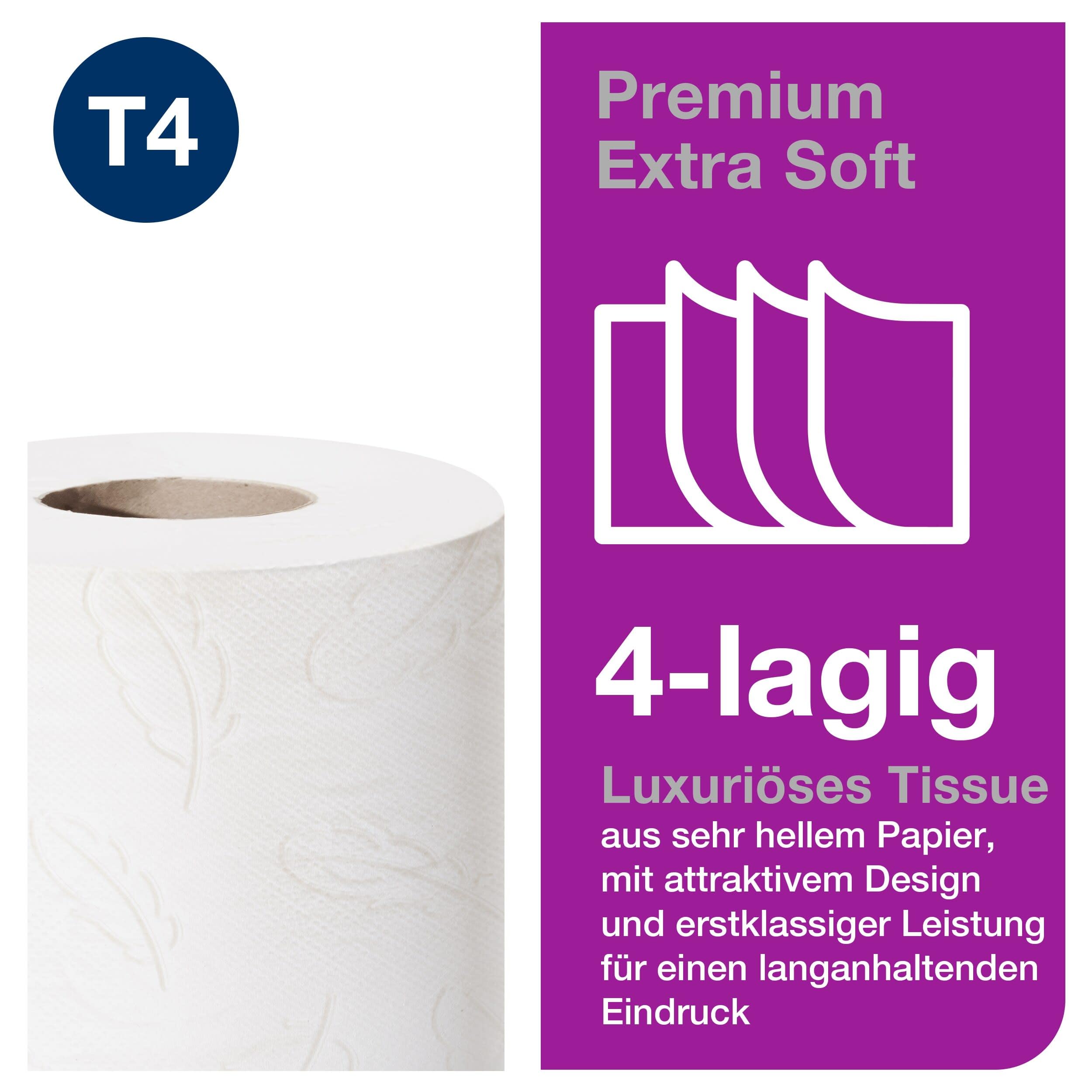 Tork extra weiches Kleinrollen Toilettenpapier Weiß T4, Premium, 4‑lagig, 42 נ150 Blatt, 110406 3