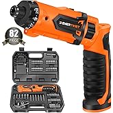 ENERTWIST Cordless Screwdriver, 8V Max 10Nm Electric Screwdriver Rechargeable Set with 82 Accessory Kit and Charger in Carrying Case, 21+1 Cluth, Dual Position Handle, LED Light, ET-CS-8
