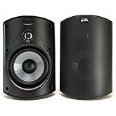 Polk Audio Atrium 4 Weatherproof Outdoor Speakers with Powerful Bass (Pair, Black), All-Weather Durability, Broad Sound Coverage, Speed-Lock Mounting System