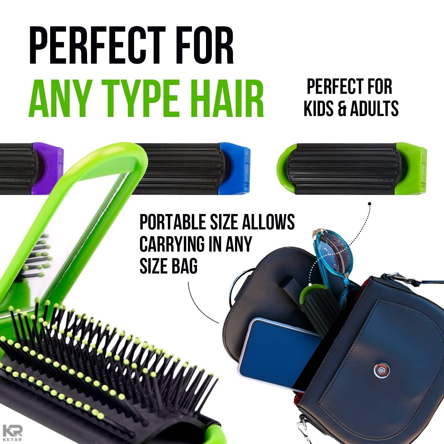 4 Pcs Travel Hair Brush - 4.25x1.49