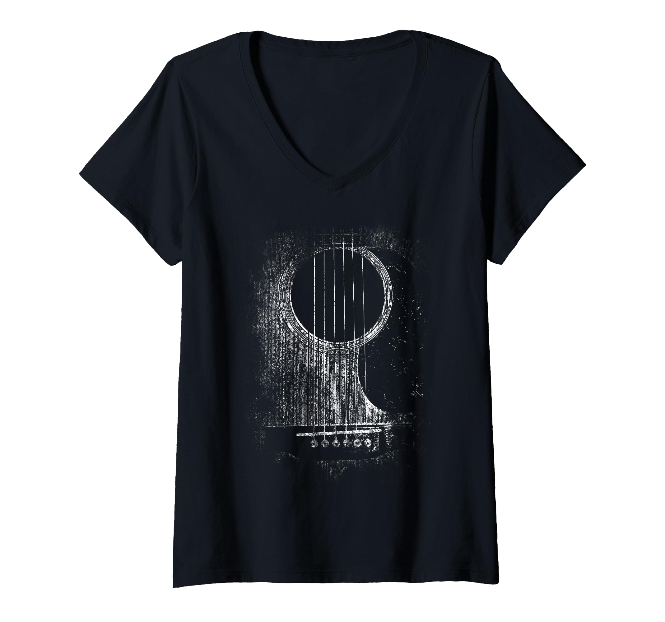 Womens Acoustic Guitar Player Six String Classic Rock & Roll V-Neck T-Shirt