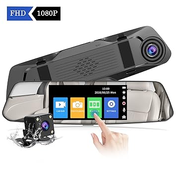 ?2019 Neue Version?CHORTAU Spiegel Dashcam 4,8 Zoll Touch Screen Full HD 1080P, Weitwinkel Frontkamera und wasserdichte Rückf