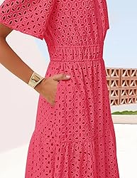 ZESICA Women's 2025 Summer Short Sleeve Maxi Dress