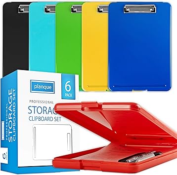 Amazon Com Planque Professional Clipboard With Storage Compartment Heavy Duty Nursing Clipboard Durable Plastic Clip Board Elegant Storage Clipboards Set Medical Clipboards With Pen Holder Multi Color Office Products