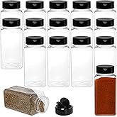 Tosnail 16 Pack 17 Fluid Oz Clear Plastic Spice Jars Spice Containers Spice Bottles Seasoning Organizer with Black Lids