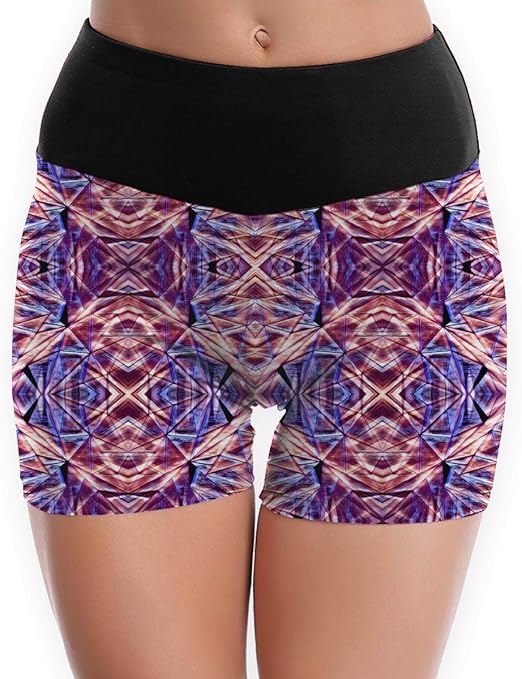 Pueplr White Stone Marble Pattern Yoga Tights Short Running