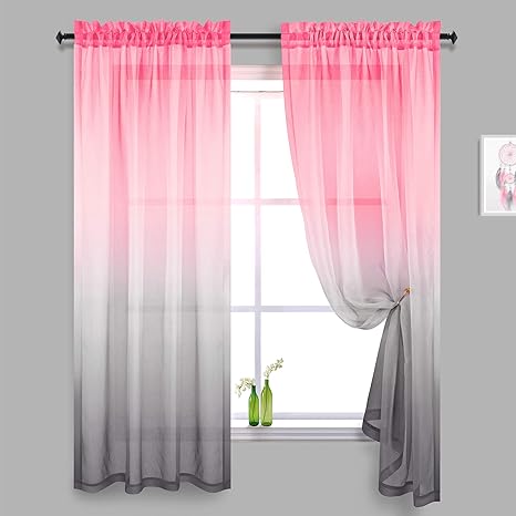 cortinas rosas y grises para decoracion de dormitorio juego de 2 paneles con dobladillo para barra cortinas translucidas para ventana para