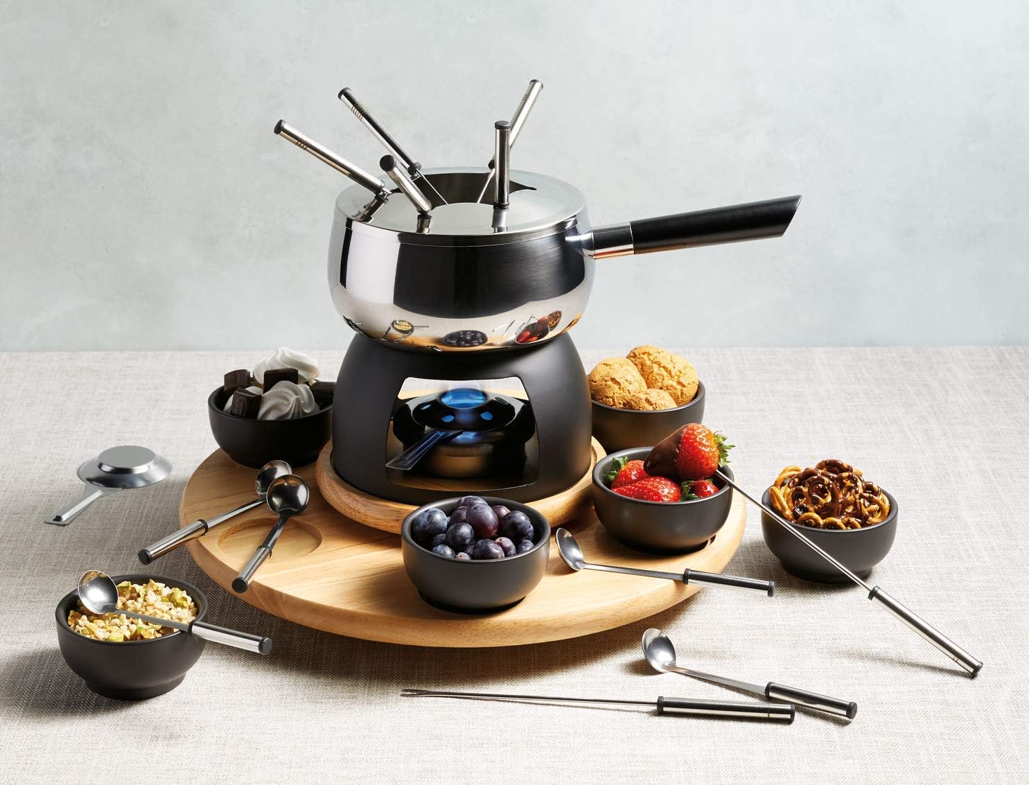 Artesà Deluxe Fondue Set with Lazy Susan Turntable in Gift Box