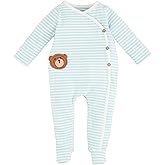 Mud Pie unisex-baby Mud Pie Baby Stripe Bear Sleeper