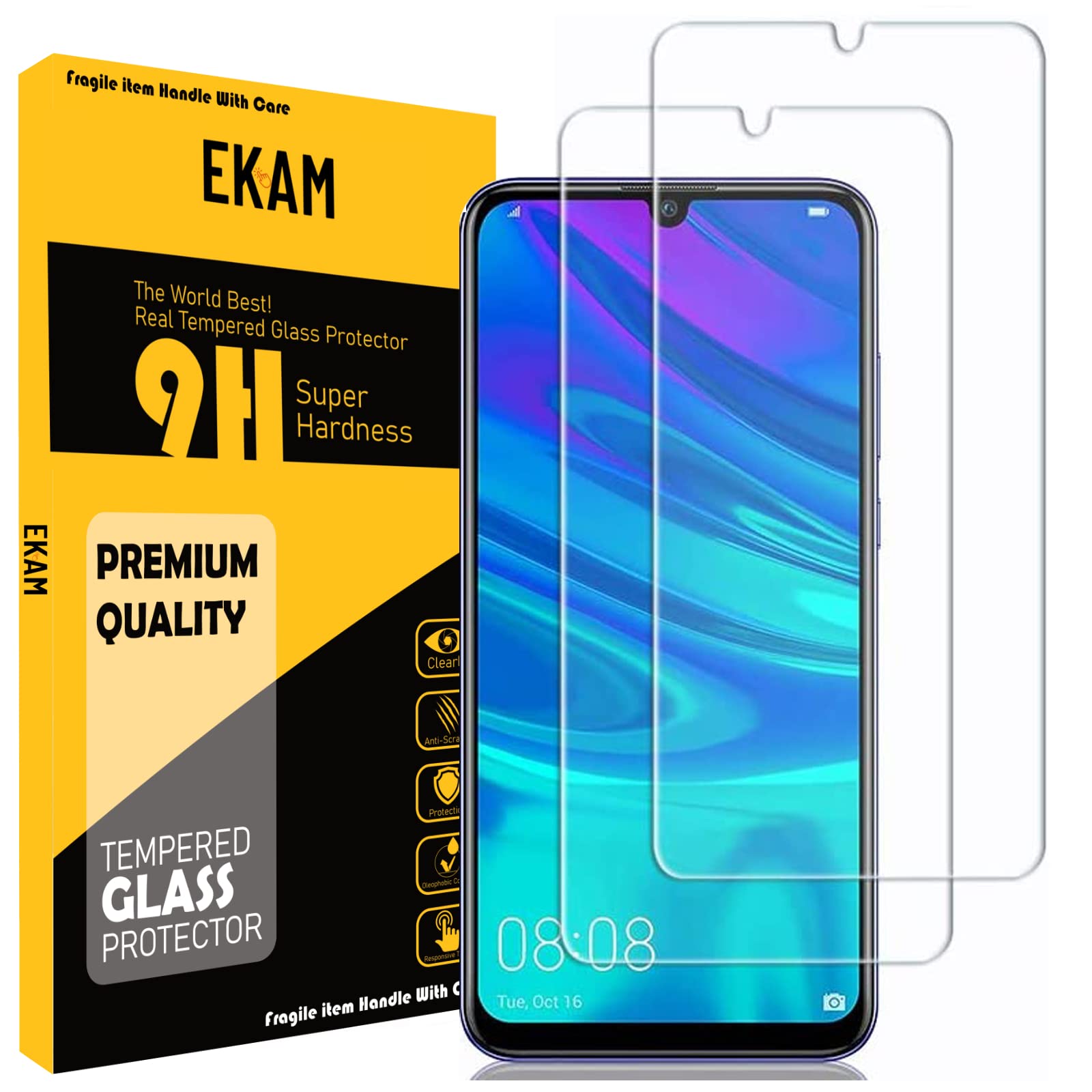 Mobile Stuff 2X Screen Protector for Huawei P Smart 2019 / Honor 10 Lite, HD clear Easy & Bubble Free Installation Tempered Glass Designed for Huawei P smart 2019 smartphone. [2 PACK]