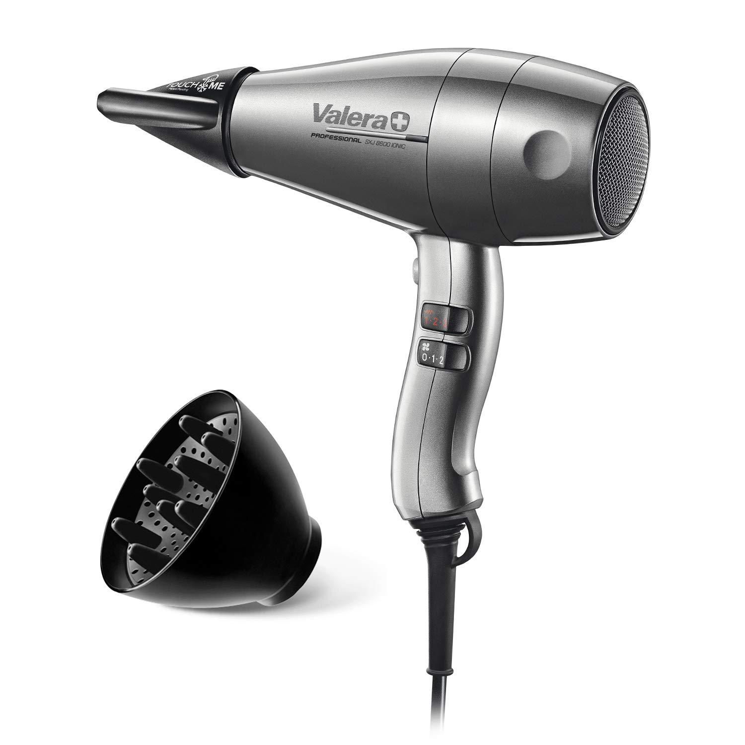 Valera Swiss Silent Jet 8600 professioneller Ionen-Haartrockner für leises und schnelles Trocknen, 2400 Watt, silbergrau