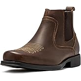 ArcBrothers Cowboy Boots for Men Square Toe - Premium Leather Ankle Western Boots Chelsea Slip On Retro Style Ultimate Comfort & Durability