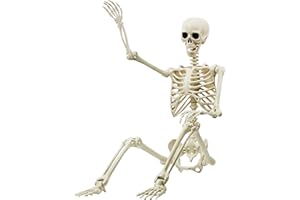 SEIFAR 5.4Ft/165cm Posable Halloween Skeleton, Full Body Life Size Poseable Joints Skeleton for Halloween Party Indoor Outdoor Decoration Yard Lawn Garden Patio Decor, Spooky Party Props Decor