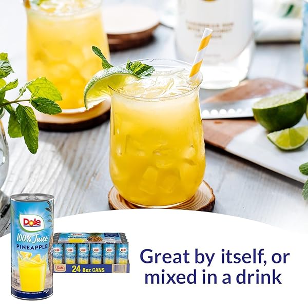 DOLE 100% PINEAPPLE JUICE, NO ADDED SUGAR, EXCELLENT SOURCE OF VITAMIN C, 100% FRUIT JUICE, PACKAGING MAY VARY, 8.0 FL OZ (PACK OF 24)