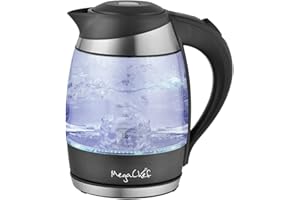 MegaChef 1.8Lt. Glass and Stainless Steel Electric Tea Kettle