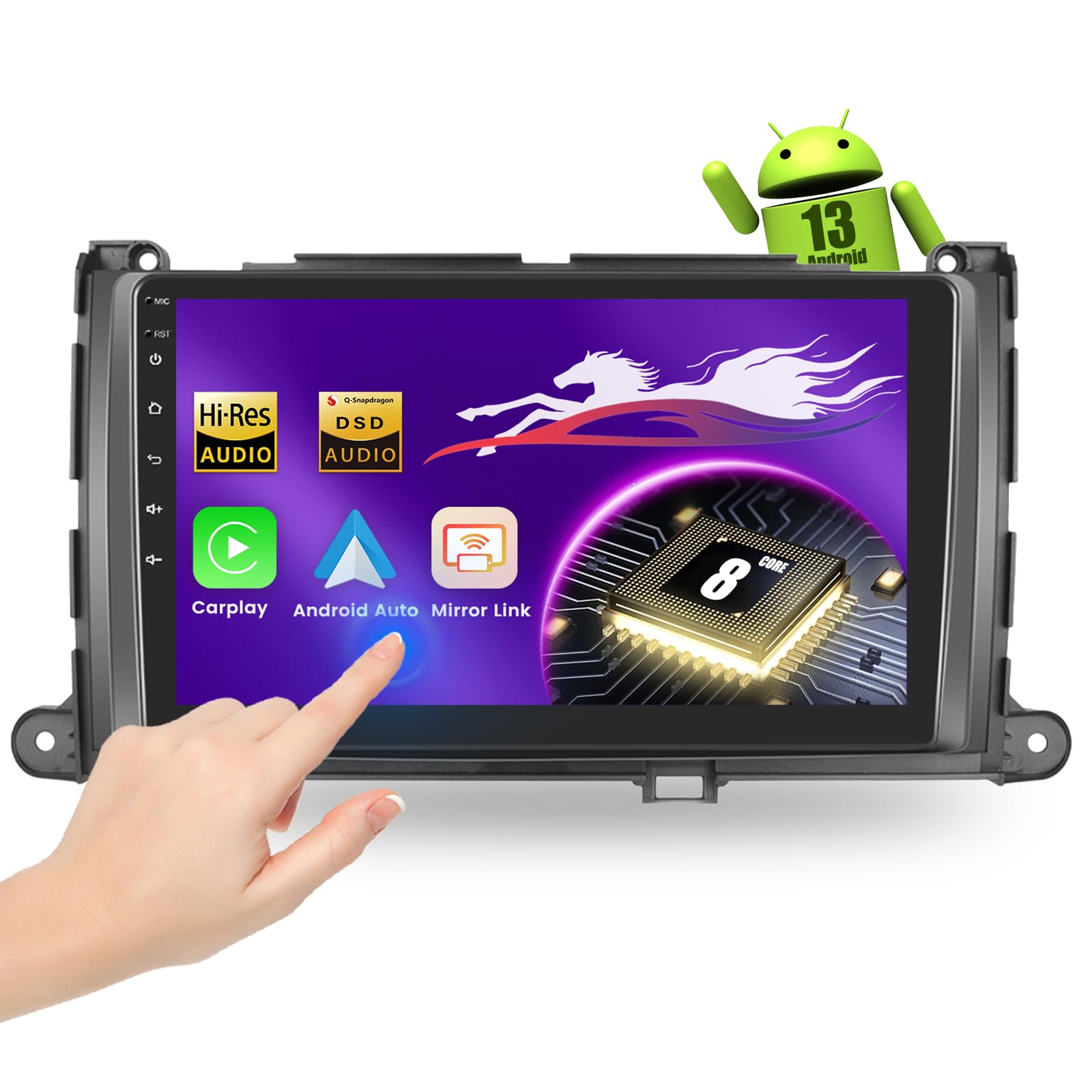 Photo 1 of [Qualcomm 8-core 4+64GB] Car Stereo for Toyota Sienna (2011-2014) with 9-Inch Touchscreen, Android 13 Car Radio Wireless Carplay Android Auto BT5.1/DSP/Hi-Res Audio/WiFi/SWC/GPS/OTA