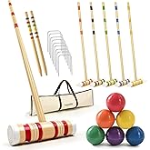 ropoda 35In Updated Six-Player Croquet Set with Wooden Mallets, Colored Balls, Sturdy Carrying Bag for Adults &Kids, Croquet Set Perfect for Lawn,Backyard,Park and More