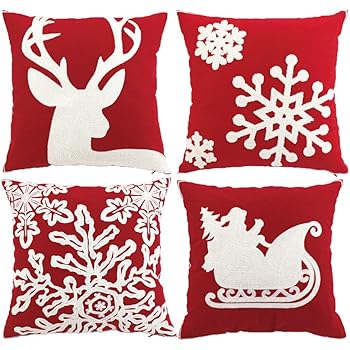 set pillow of 4 covers amazon 18x18 Throw Case Pillow Amazon.com: sykting Embroidery