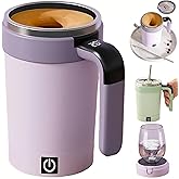 Automatic Magnetic Stirring Coffee Mug, Detachable Base Self Stirring Mug with Lid, Rechargeable Self Stirring Coffee Mug, Self Stirring Cup for Coffee, Milk, Cocoa and Other Beverages (Purple)