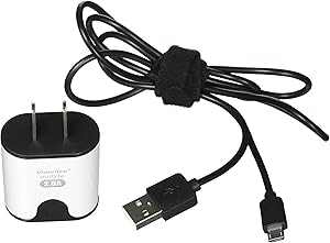 VisionTek Products 2 Amp Home Wall Charger with 3.2' Micro USB Cable for micro usb devices - White/Black