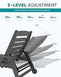 SERWALL Patio Chaise Lounge Chair, 5 Positions
