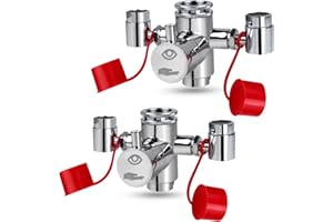 Lunarlipes Faucet Mounted Eyewash Station with Cover, Reliable First AID Emergency Eye Wash Unit for Sink Attachment, for Lab, Factory, Industry Site, Office, Home, Equipped with 4 Adapters (2 Pack)