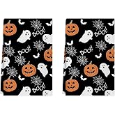 XCHI Halloween Spooky Ghost Black Kitchen Towels Dish Towels 18x26 Inch Home Kitchen Decorations Hand Towels Set of 2 Drying Dishcloth