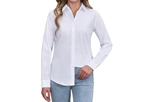 siliteelon Button Down Shirts Dress Shirts for Women Long Sleeve Womens Work Shirts Regular Fit Cotton Dress Shirts