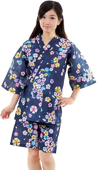 Amazon レディース 甚平 女性用 じんべい フリーサイズ 6 濃紺地系 甚平 通販