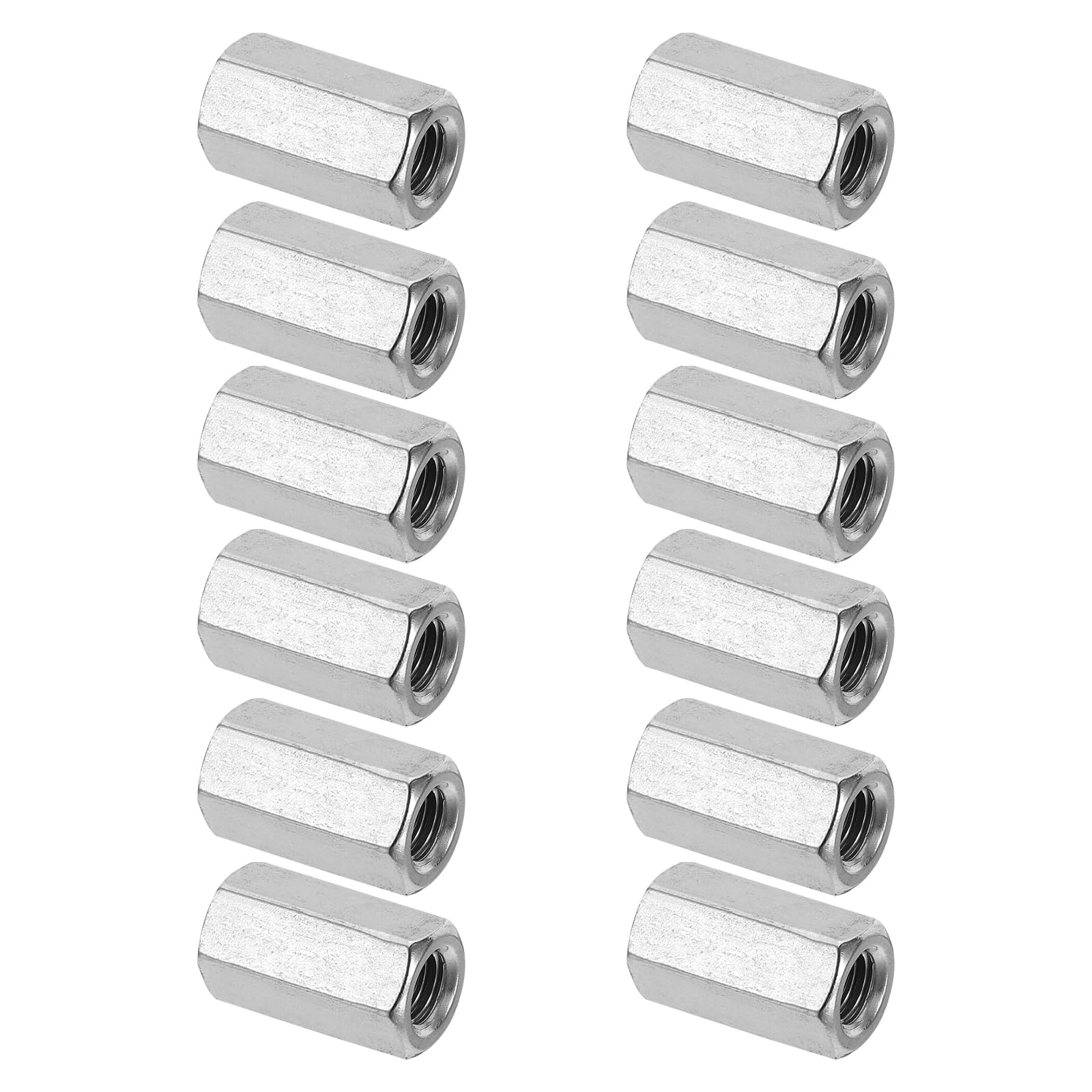 PATIKIL M8x1.25mm Stainless Steel Hex Coupling Nuts,12pcs 25mm(1") Long Coarse Fully Threaded Rod Coupling Nut Studding Connector Fasteners